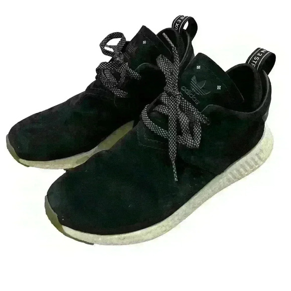 Adidas NMD C2 Men's Size 10 Shoes Black White Nubuck Trainer Sneakers preowned - Picture 1 of 8